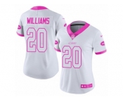 Women's Nike New York Jets #20 Marcus Williams Limited White Pink Rush Fashion NFL Jersey