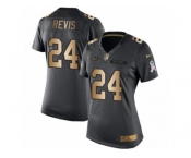 Women's Nike New York Jets #24 Darrelle Revis Limited Black Gold Salute to Service NFL Jersey