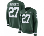 Women's Nike New York Jets #27 Darryl Roberts Limited Green Therma Long Sleeve NFL Jersey