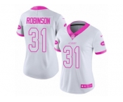 Women's Nike New York Jets #31 Khiry Robinson Limited White Pink Rush Fashion NFL Jersey