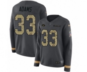 Women's Nike New York Jets #33 Jamal Adams Limited Black Salute to Service Therma Long Sleeve NFL Jersey