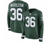 Women's Nike New York Jets #36 Doug Middleton Limited Green Therma Long Sleeve NFL Jersey