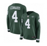 Women's Nike New York Jets #4 Lac Edwards Limited Green Therma Long Sleeve NFL Jersey