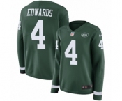 Women's Nike New York Jets #4 Lac Edwards Limited Green Therma Long Sleeve NFL Jersey