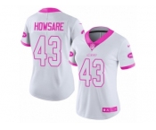 Women's Nike New York Jets #43 Julian Howsare Limited White Pink Rush Fashion NFL Jersey