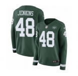 Women's Nike New York Jets #48 Jordan Jenkins Limited Green Therma Long Sleeve NFL Jersey