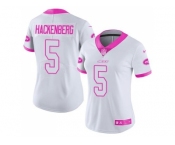Women's Nike New York Jets #5 Christian Hackenberg White Pink Stitched NFL Limited Rush Fashion Jersey