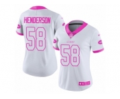 Women's Nike New York Jets #58 Erin Henderson Limited White Pink Rush Fashion NFL Jersey