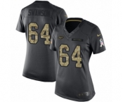 Women's Nike New York Jets #64 Travis Swanson Limited Black 2016 Salute to Service NFL Jersey
