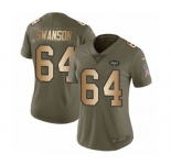 Women's Nike New York Jets #64 Travis Swanson Limited Olive Gold 2017 Salute to Service NFL Jersey