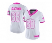 Women's Nike New York Jets #68 Breno Giacomini Limited White Pink Rush Fashion NFL Jersey