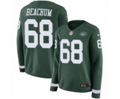 Women's Nike New York Jets #68 Kelvin Beachum Limited Green Therma Long Sleeve NFL Jersey