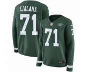 Women's Nike New York Jets #71 Ben Ijalana Limited Green Therma Long Sleeve NFL Jersey