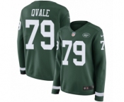 Women's Nike New York Jets #79 Brent Qvale Limited Green Therma Long Sleeve NFL Jersey