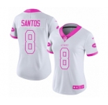 Women's Nike New York Jets #8 Cairo Santos Limited White Pink Rush Fashion NFL Jersey
