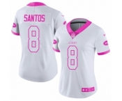 Women's Nike New York Jets #8 Cairo Santos Limited White Pink Rush Fashion NFL Jersey