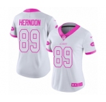 Women's Nike New York Jets #89 Chris Herndon Limited White Pink Rush Fashion NFL Jersey