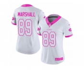 Women's Nike New York Jets #89 Jalin Marshall Limited White Pink Rush Fashion NFL Jersey