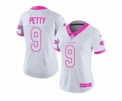 Women's Nike New York Jets #9 Bryce Petty Limited White Pink Rush Fashion NFL Jersey
