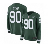 Women's Nike New York Jets #90 Dennis Byrd Limited Green Therma Long Sleeve NFL Jersey