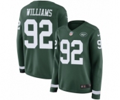 Women's Nike New York Jets #92 Leonard Williams Limited Green Therma Long Sleeve NFL Jersey