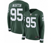 Women's Nike New York Jets #95 Josh Martin Limited Green Therma Long Sleeve NFL Jersey
