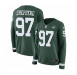 Women's Nike New York Jets #97 Nathan Shepherd Limited Green Therma Long Sleeve NFL Jersey