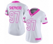 Women's Nike New York Jets #97 Nathan Shepherd Limited White Pink Rush Fashion NFL Jersey