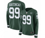 Women's Nike New York Jets #99 Mark Gastineau Limited Green Therma Long Sleeve NFL Jersey