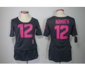 nike women nfl jerseys new york jets #12 namath dk.grey[breast cancer awareness]