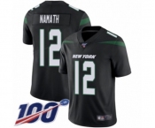 Youth New York Jets #12 Joe Namath Black Alternate Vapor Untouchable Limited Player 100th Season Football Jersey