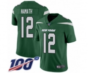 Youth New York Jets #12 Joe Namath Green Team Color Vapor Untouchable Limited Player 100th Season Football Jersey