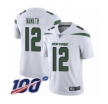 Youth New York Jets #12 Joe Namath White Vapor Untouchable Limited Player 100th Season Football Jersey