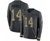 Youth New York Jets #14 Sam Darnold Limited Black Salute to Service Therma Long Sleeve Football Jersey