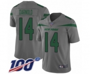 Youth New York Jets #14 Sam Darnold Limited Gray Inverted Legend 100th Season Football Jersey