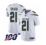 Youth New York Jets #21 LaDainian Tomlinson White Vapor Untouchable Limited Player 100th Season Football Jersey