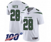 Youth New York Jets #28 Curtis Martin White Vapor Untouchable Limited Player 100th Season Football Jersey