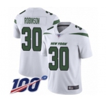 Youth New York Jets #30 Rashard Robinson White Vapor Untouchable Limited Player 100th Season Football Jersey