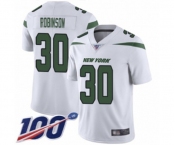 Youth New York Jets #30 Rashard Robinson White Vapor Untouchable Limited Player 100th Season Football Jersey