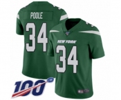 Youth New York Jets #34 Brian Poole Green Team Color Vapor Untouchable Limited Player 100th Season Football Jersey