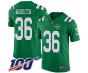 Youth New York Jets #36 Doug Middleton Limited Green Rush Vapor Untouchable 100th Season Football Jersey