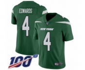 Youth New York Jets #4 Lac Edwards Green Team Color Vapor Untouchable Limited Player 100th Season Football Jersey