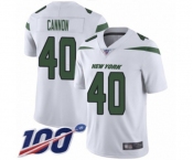 Youth New York Jets #40 Trenton Cannon White Vapor Untouchable Limited Player 100th Season Football Jersey