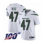 Youth New York Jets #47 Trevon Wesco White Vapor Untouchable Limited Player 100th Season Football Jersey
