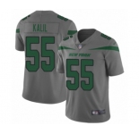 Youth New York Jets #55 Ryan Kalil Limited Gray Inverted Legend Football Jersey
