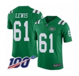 Youth New York Jets #61 Alex Lewis Limited Green Rush Vapor Untouchable 100th Season Football Jersey