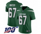Youth New York Jets #67 Brian Winters Green Team Color Vapor Untouchable Limited Player 100th Season Football Jersey