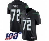 Youth New York Jets #72 Brandon Shell Black Alternate Vapor Untouchable Limited Player 100th Season Football Jersey