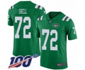 Youth New York Jets #72 Brandon Shell Limited Green Rush Vapor Untouchable 100th Season Football Jersey