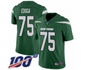 Youth New York Jets #75 Chuma Edoga Green Team Color Vapor Untouchable Limited Player 100th Season Football Jersey